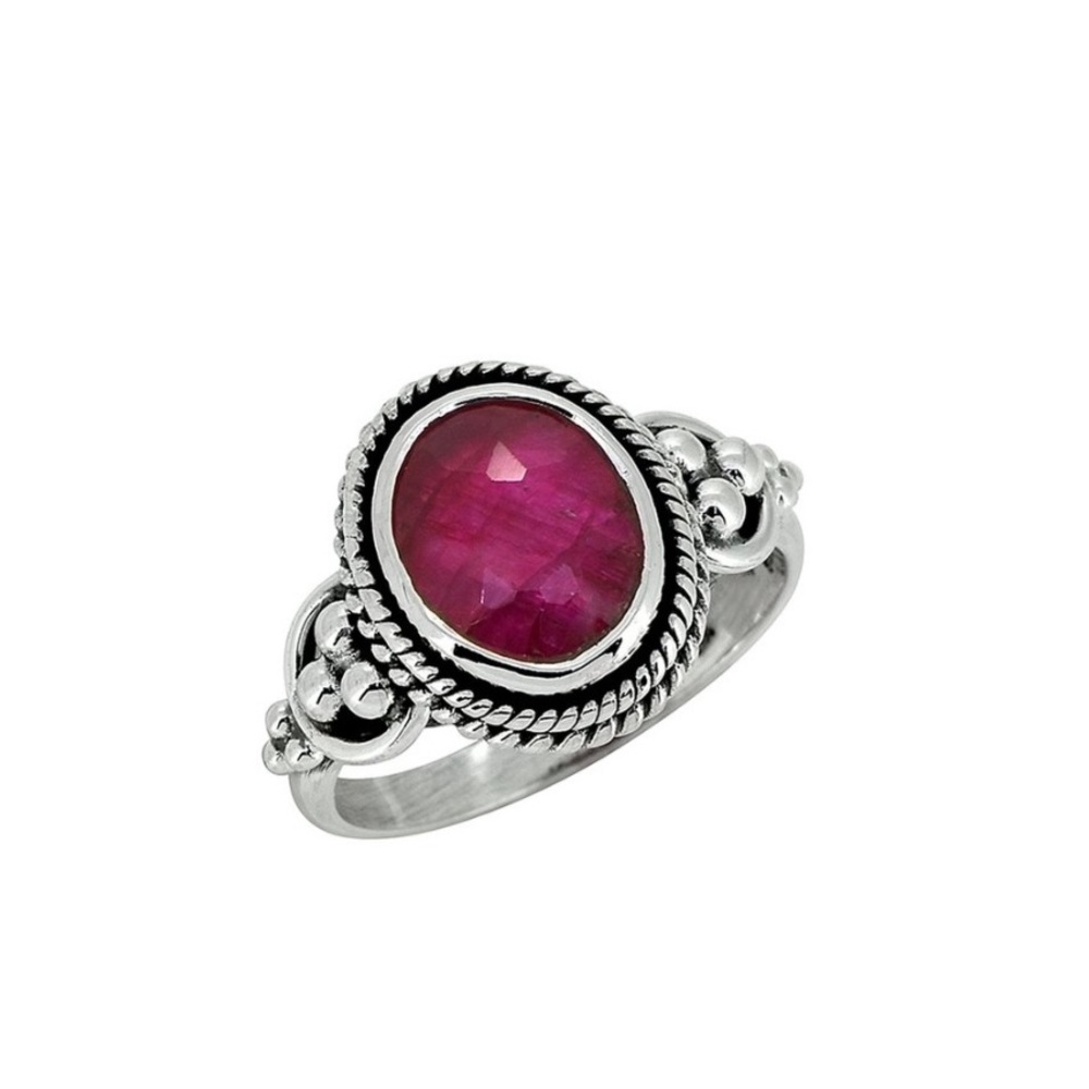 Corundum Ruby Ring. Sterling Silver Sz 6
